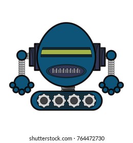 cartoon little robot icon over white background colorful design vector illustration