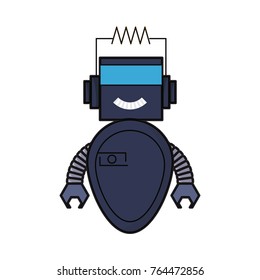 cartoon little robot icon over white background colorful design vector illustration