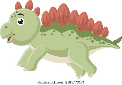 Cartoon little stegosaurus on white background