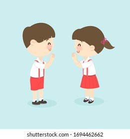 Caricatura: Pequeño vector de estudiantes tailandeses