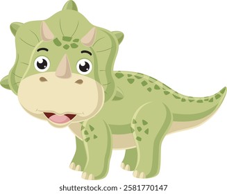 Cartoon little triceratops on white background