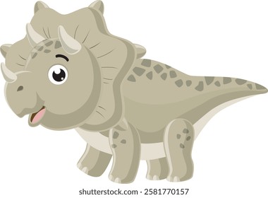 Cartoon little triceratops on white background