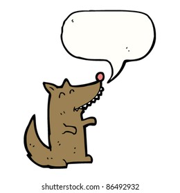 caricatura de un pequeño lobo con burbuja de habla