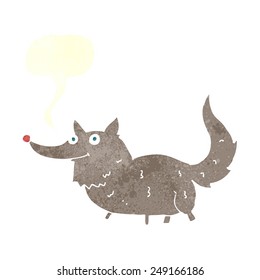 Karikatur kleiner Wolf mit Sprachblase