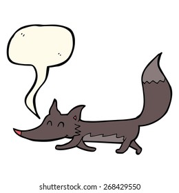 caricatura lobo pequeño con burbuja de habla