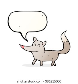 cartoon little wolf with speech bubble