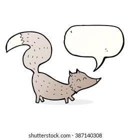 caricatura lobo pequeño con burbuja de habla