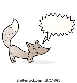 cartoon little wolf with speech bubble