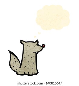 cartoon little wolf with thought bubble