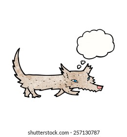 cartoon little wolf with thought bubble