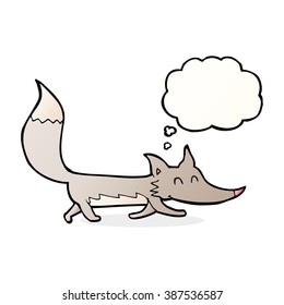 cartoon little wolf with thought bubble