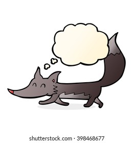 cartoon little wolf with thought bubble