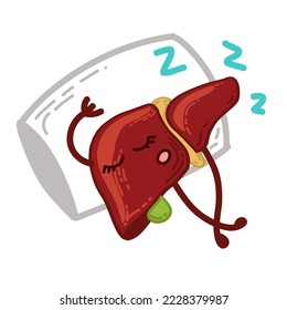 Cartoon liver and rest. Healthy lifestyle, do not overload the liver. Liver Awareness Month