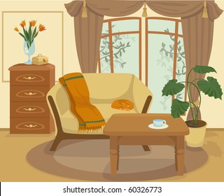 Cartoon living room