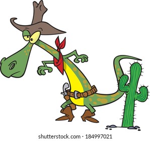 cartoon lizard dressed as a cowboy