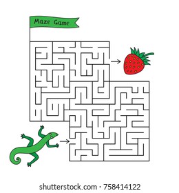 Cartoon lizard maze game. Funny game for children education