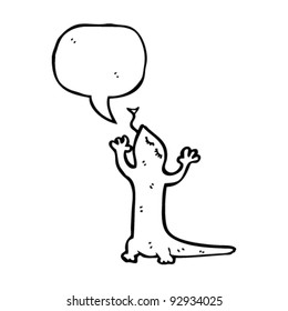 cartoon lizard with speech bubble
