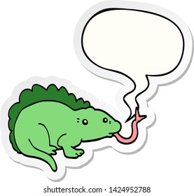 cartoon lizard with speech bubble sticker
