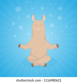 Cartoon llama. Cute lama. Alpaca. Card on colorful background. Vector illustration
