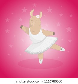 Cartoon llama. Cute lama. Alpaca. Card on colorful background. Vector illustration