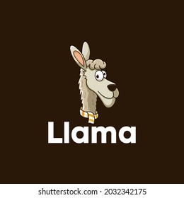 cartoon llama head mascot logo vector illustration