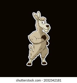 cartoon llama standing mascot logo vector illustration