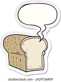 cartoon loaf of bread with speech bubble sticker