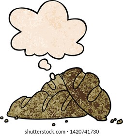 cartoon loaves of bread with thought bubble in grunge texture style