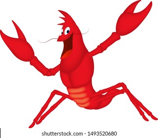 A cartoon of a lobster is happy on a sunny day