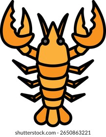 Cartoon Lobster Illustration with Black Outline