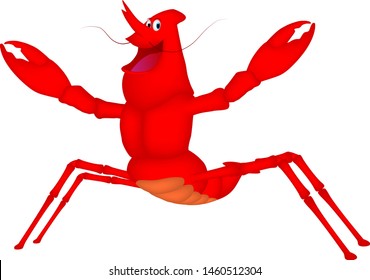 The cartoon of a lobster laughs happily