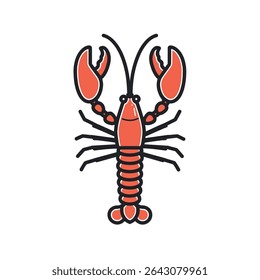 Cartoon lobster stands isolated aquatic symbol design vector illustration