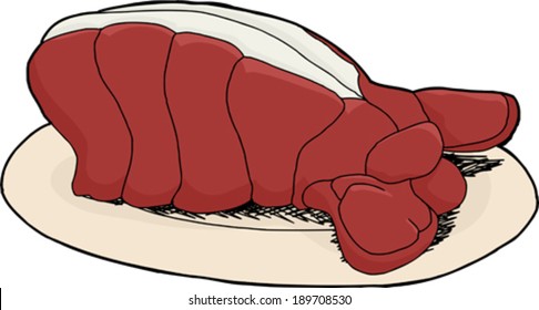 Cartoon of lobster tail dish on isolated background