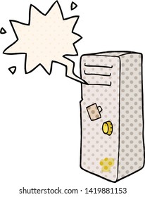 cartoon locker with speech bubble in comic book style