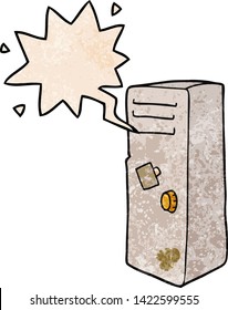 Cartoon-Schließfach mit Sprachblase im Retro-Stil