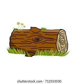 cartoon a log in the forest with mushrooms