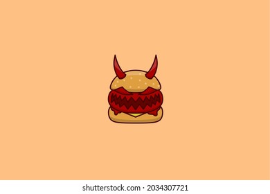 Cartoon logo about evil devil burger