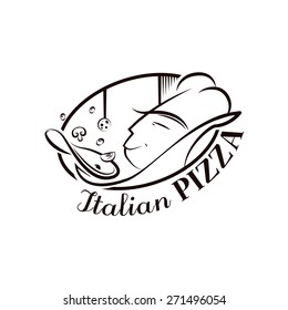 Cartoon Logo Italian Pizza Chef For Your Design