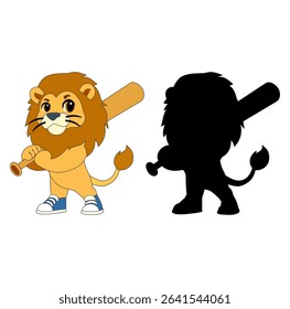 Cartoon Logo Lion Baseball Simple Design Icon Digital Source 