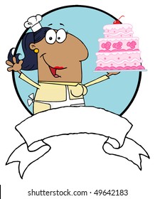 Cartoon Logo Mascot-  African American Cake Baker Woman