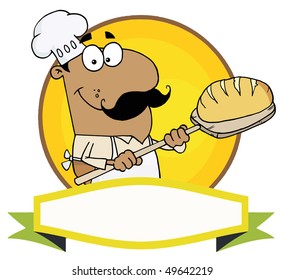 Cartoon Logo Mascot-Hispanic Bread Baker Man