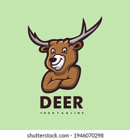 Cartoon logo template with Deer vector illustration	