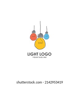 Cartoon logo of three lights of different colors hanging with wires on them
