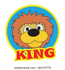 Cartoon logotype is a lion - king of beasts.