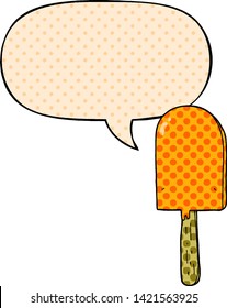 pirulito de desenho animado com balão de fala em estilo de quadrinhos
