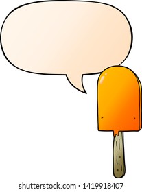lollipop de dibujos animados con burbuja de voz en un estilo de gradiente suave