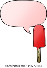 lollipop de dibujos animados con burbuja de voz en un estilo de gradiente suave