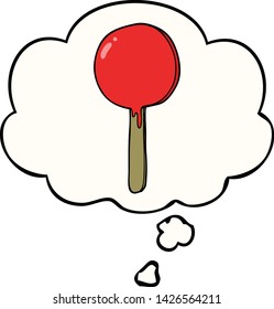 caricatura lollipop con burbuja de pensamiento