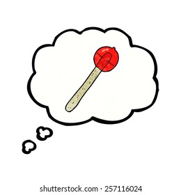cartoon lollipop with thought bubble