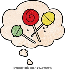 Cartoon-Lollipop mit Gedankenblase im Stilstil